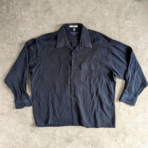 Christian Dumas Sport black thermal ribbed button down shirt men's size XXL 18.5